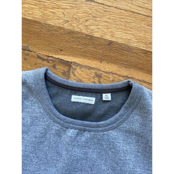 Singer Sargent Mens Pullover Grey‎ Elbow Patch Sweatshirt XL - Picture 2 of 5
